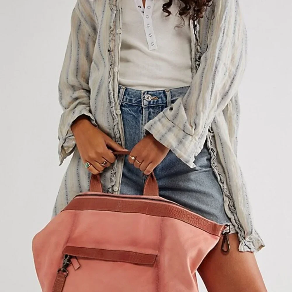 Free People Joey Distressed Brown Leather Backpack Bag (Convertible) - Picture 5 of 5